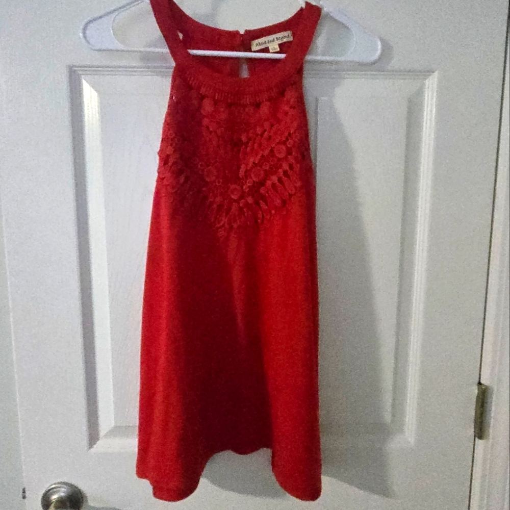 Red Tank With Lace Detail